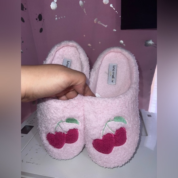 Luna Mellow Other - Luna Mellow cherry heart slippers size XS (4-5)